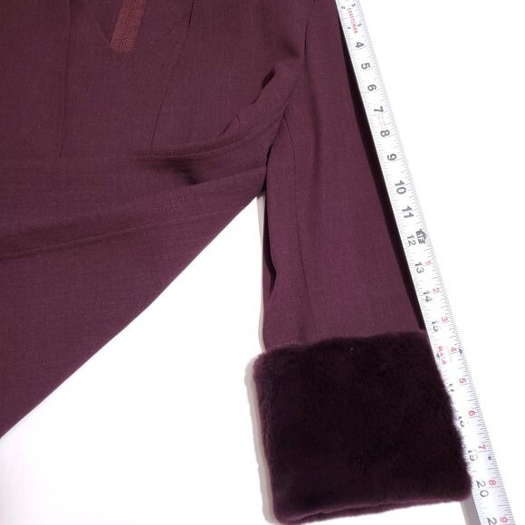 Vintage Mila Schon Faux Fur Cuff Open Blazer Jacket Women's Size 8 40 Red Italy - Picture 11 of 12